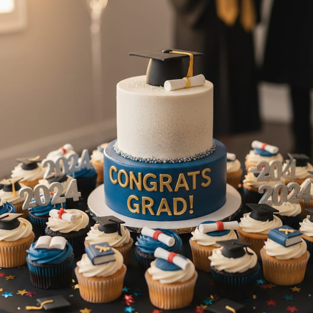 Two-tier graduation cake with structure (2kg)