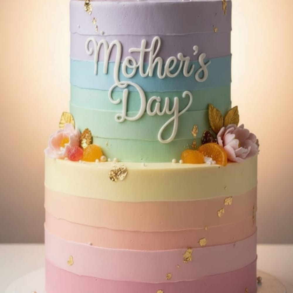 Two-tier floral cake with structure (2kg)