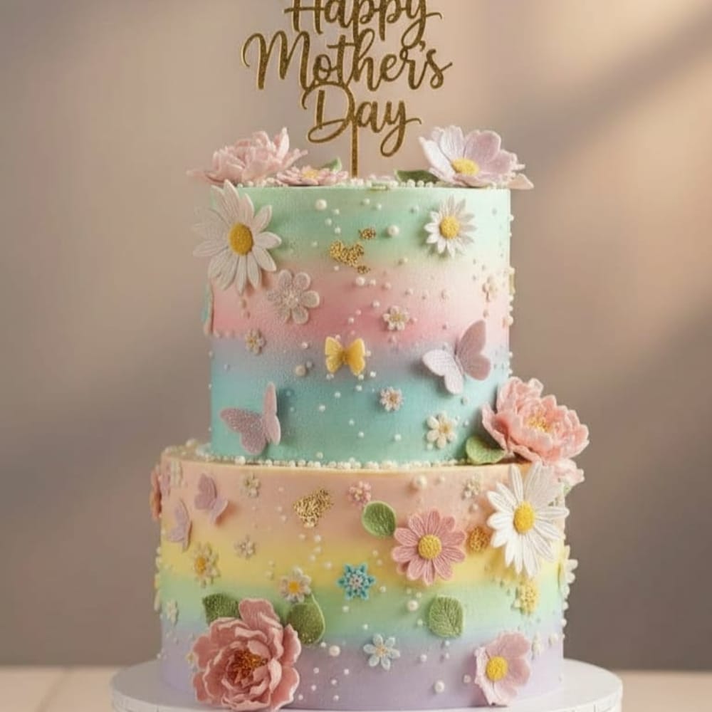 Two-tier floral  cake with structure (2kg)